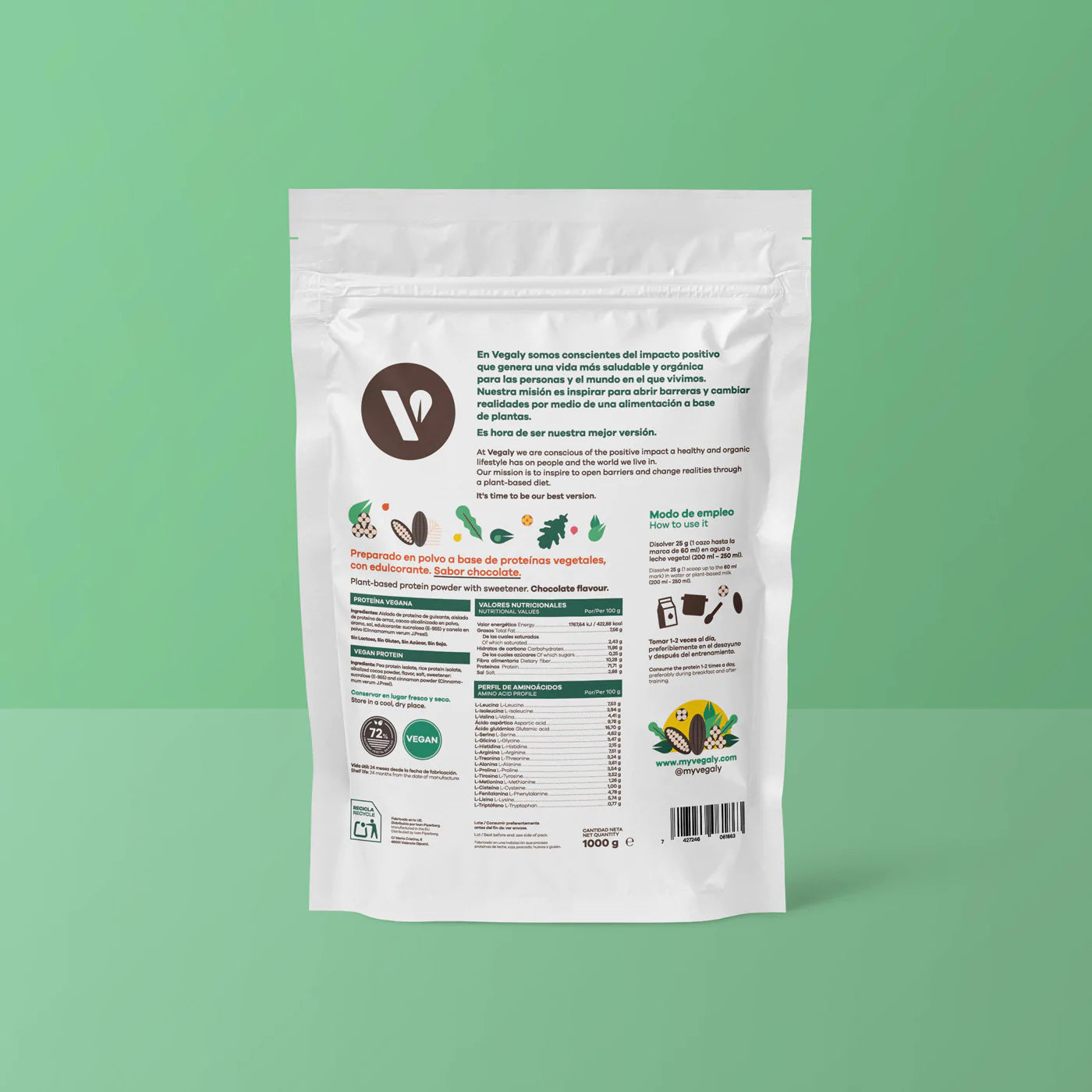 Veganes Protein Schokolade 1kg by Vegaly